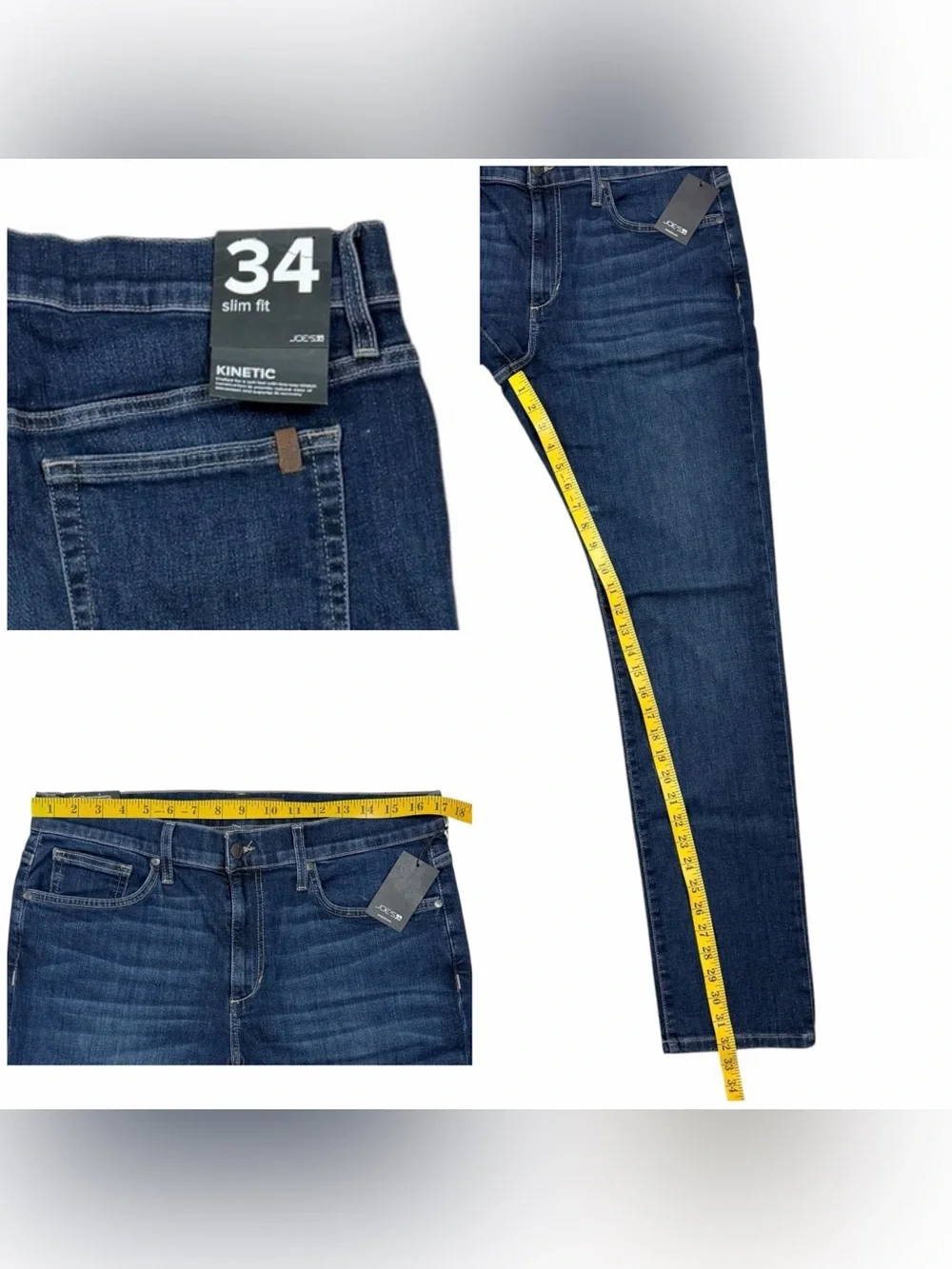 Joes Jeans Kinetic Slim Fit Stretch Dark Wash Denim Blue Jeans 34x32 NWT